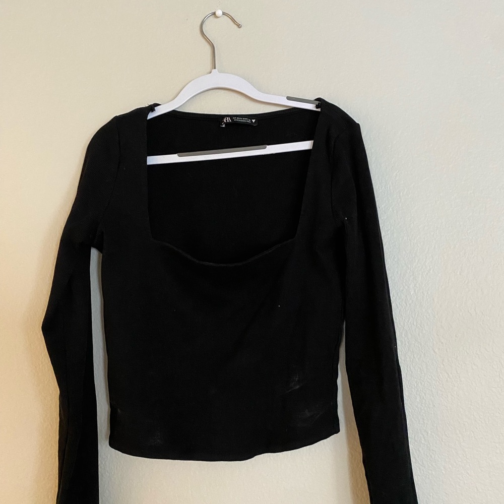 Zara long sleeve boxed cut shirt
